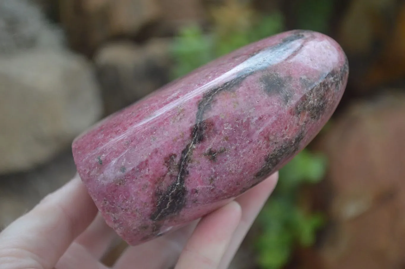 Polished Pink Rhodonite Standing Free Form x 1 From Madagascar