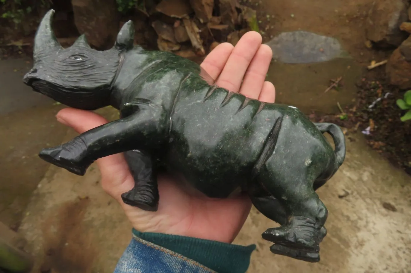 Polished Verdite Rhino Carving x 1 From Zimbabwe