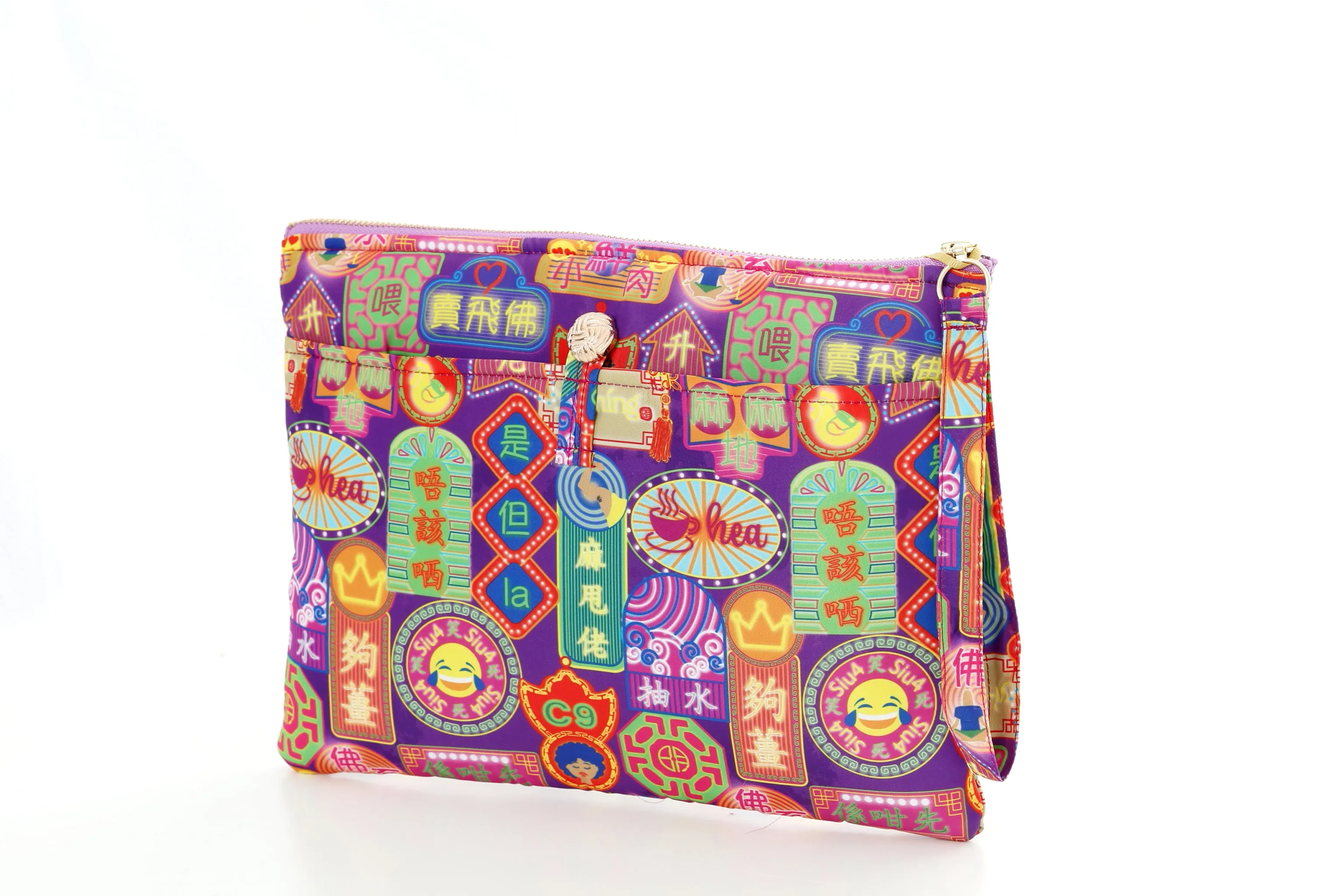 POSEY Canton-slang Print Puffy Clutch (Purple)