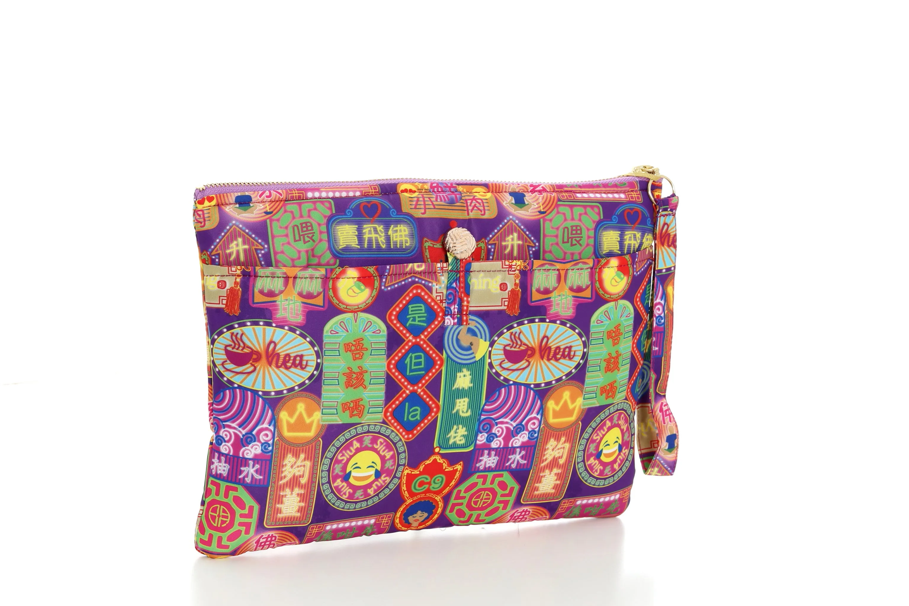 POSEY Canton-slang Print Puffy Clutch (Purple)