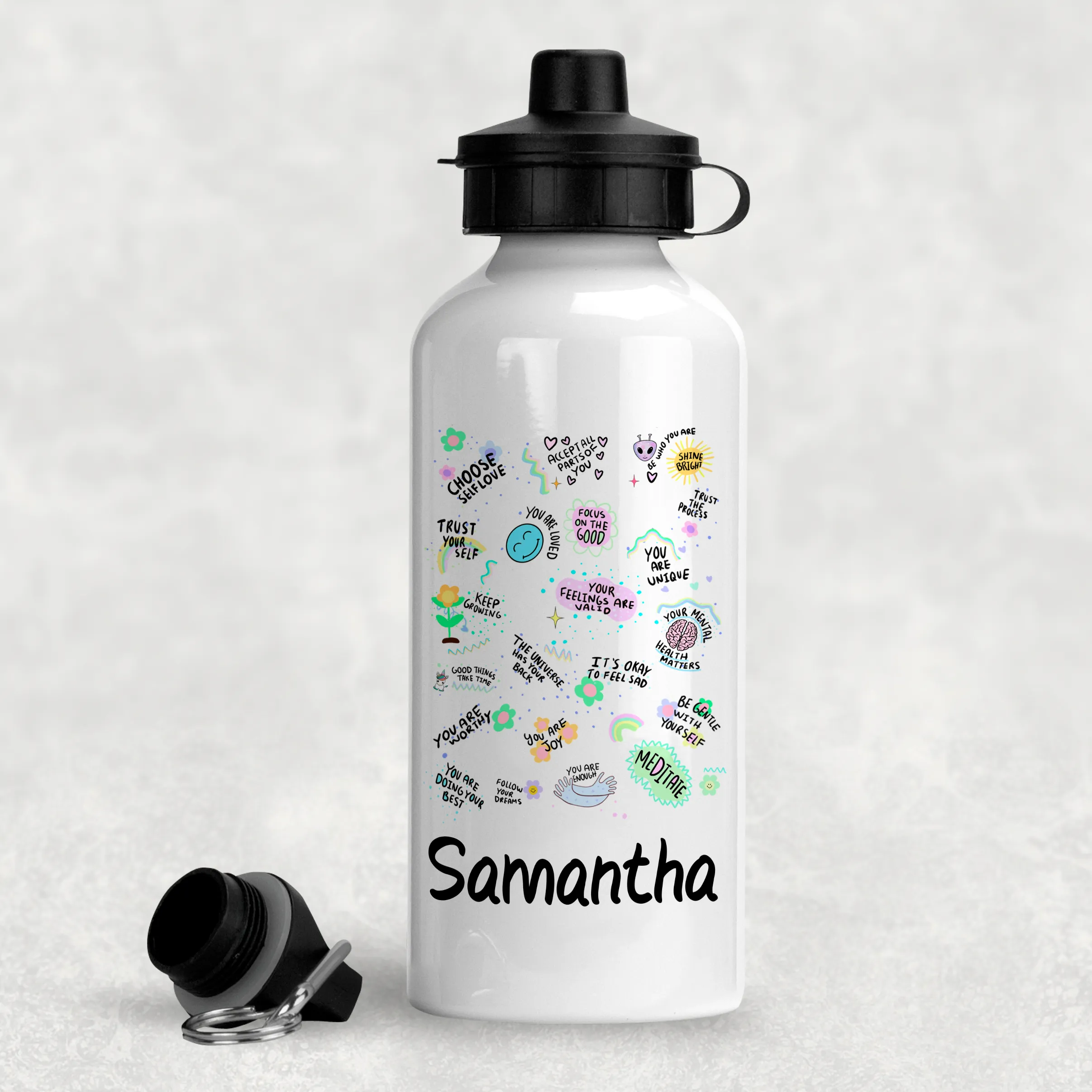 Positive Affirmations Personalised Aluminium Water Bottle 400/600ml