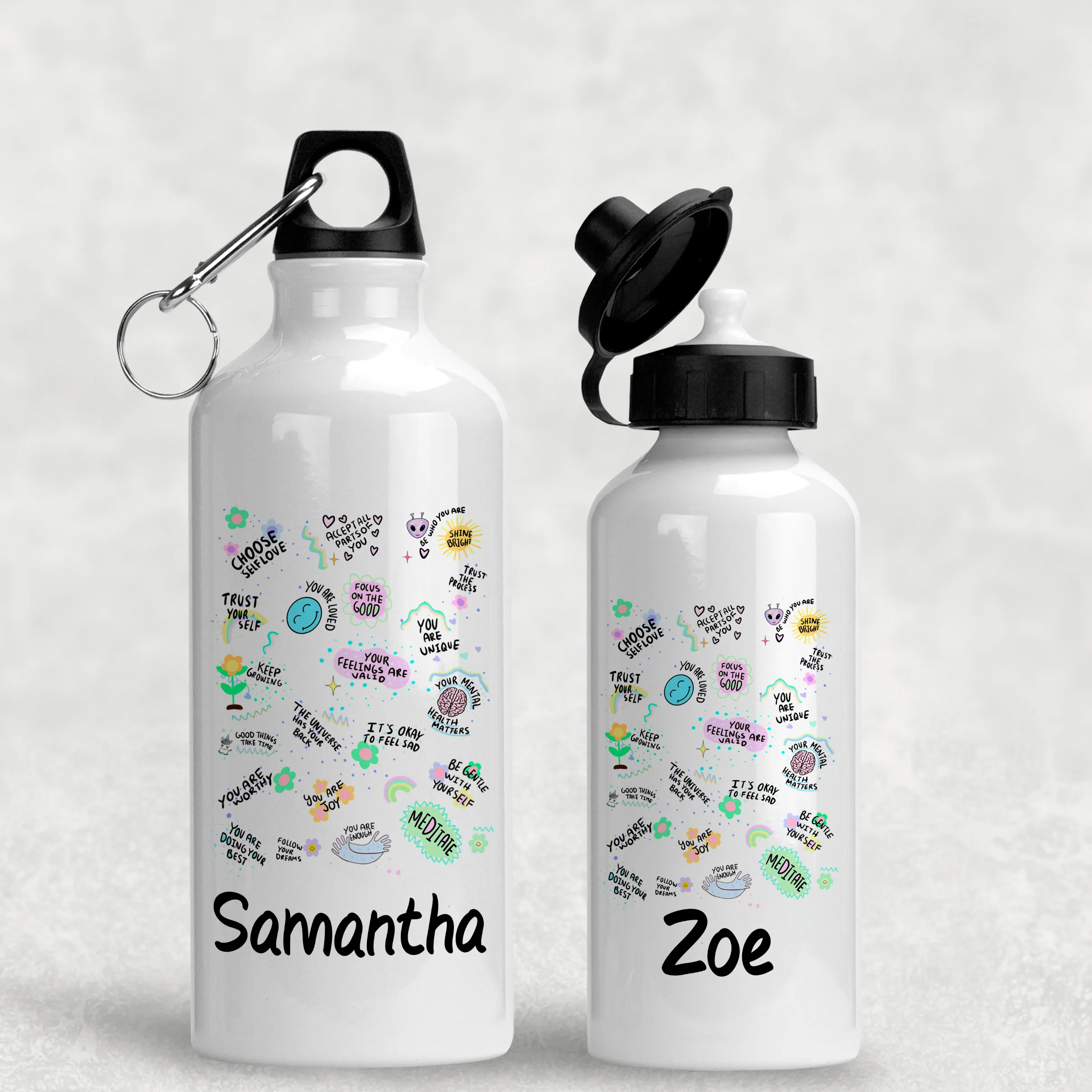 Positive Affirmations Personalised Aluminium Water Bottle 400/600ml