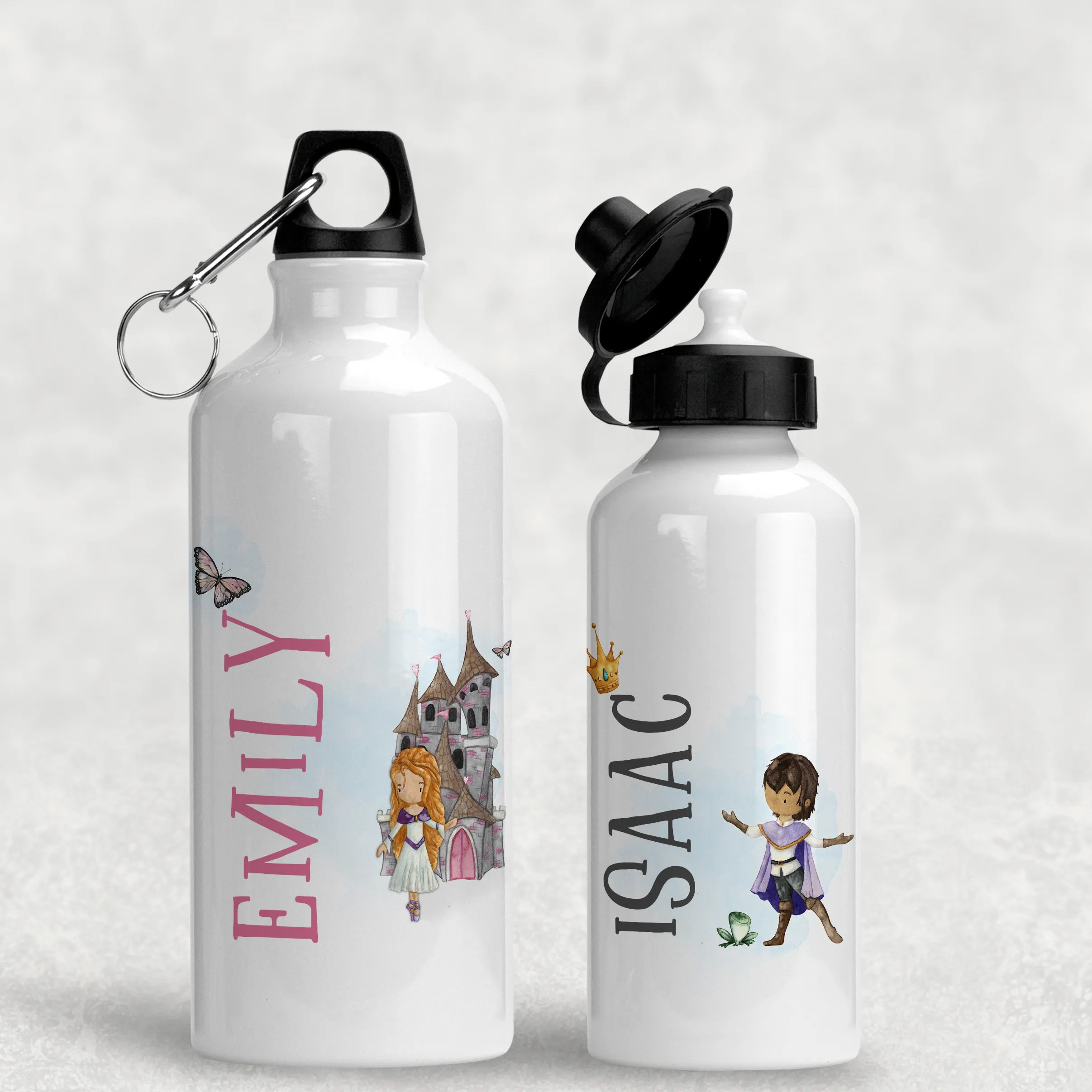 Princess Prince Kids Personalised Aluminium Water Bottle 400/600ml