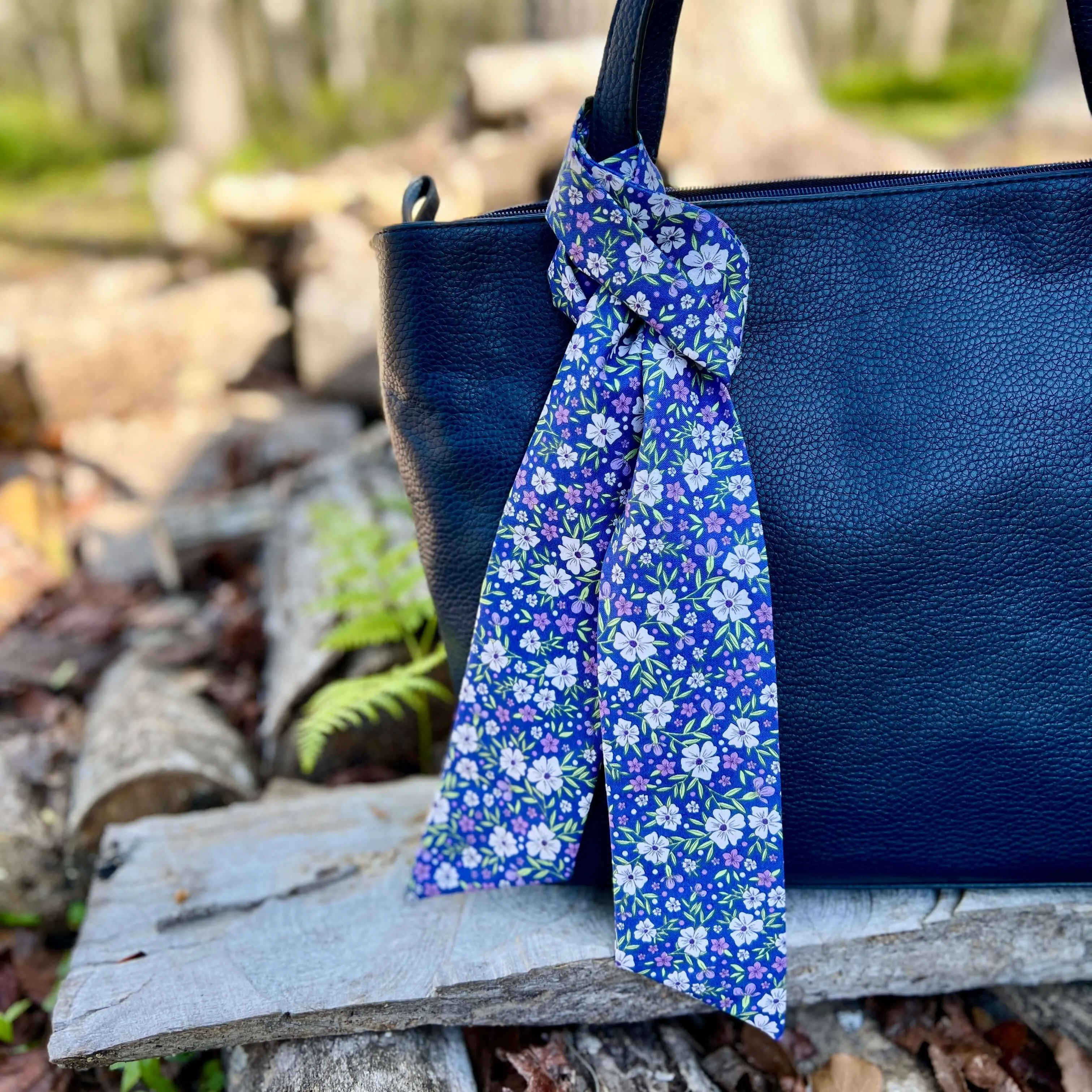 Purse Scarf - Spring Blue Floral Scarf