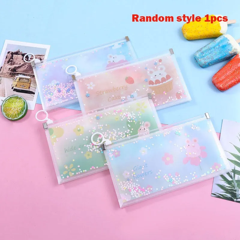 Quicksand Pencil Bags Storage Bag Cartoon Kawaii Pencil Case School Supplies Stationery