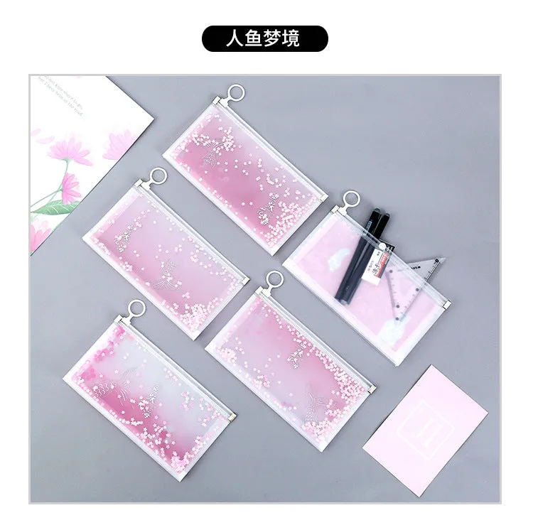 Quicksand Pencil Bags Storage Bag Cartoon Kawaii Pencil Case School Supplies Stationery