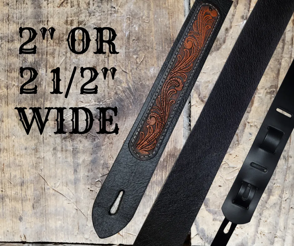 "Back in the Saddle" Black Leather Guitar Strap