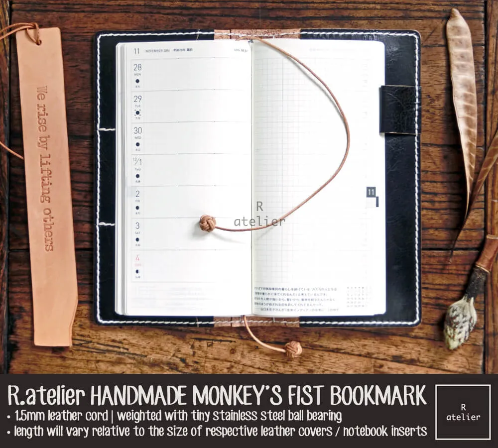 R.atelier Leather Monkey's Fist Knot Bookmark Charm