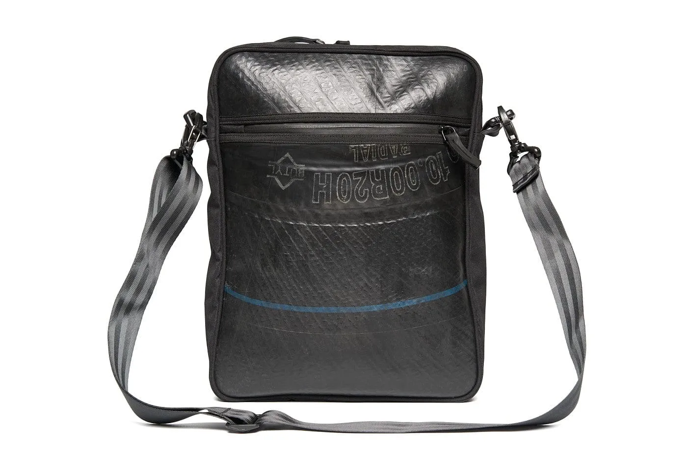 Raven Upcycled Tyre Vegan Laptop Shoulder Bag | Black