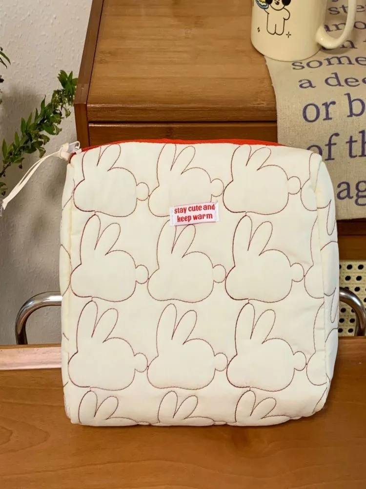 Red and White Bunny Makeup Bag