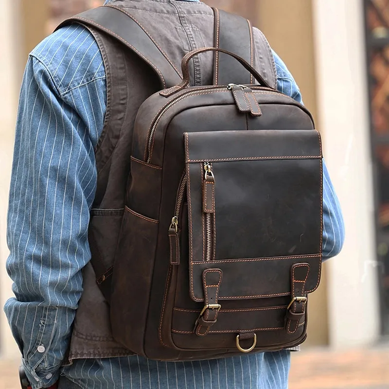 Retro Utility Leather Backpack