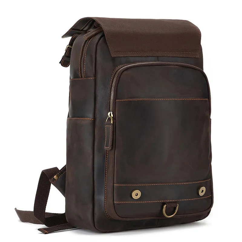 Retro Utility Leather Backpack