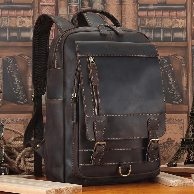 Retro Utility Leather Backpack