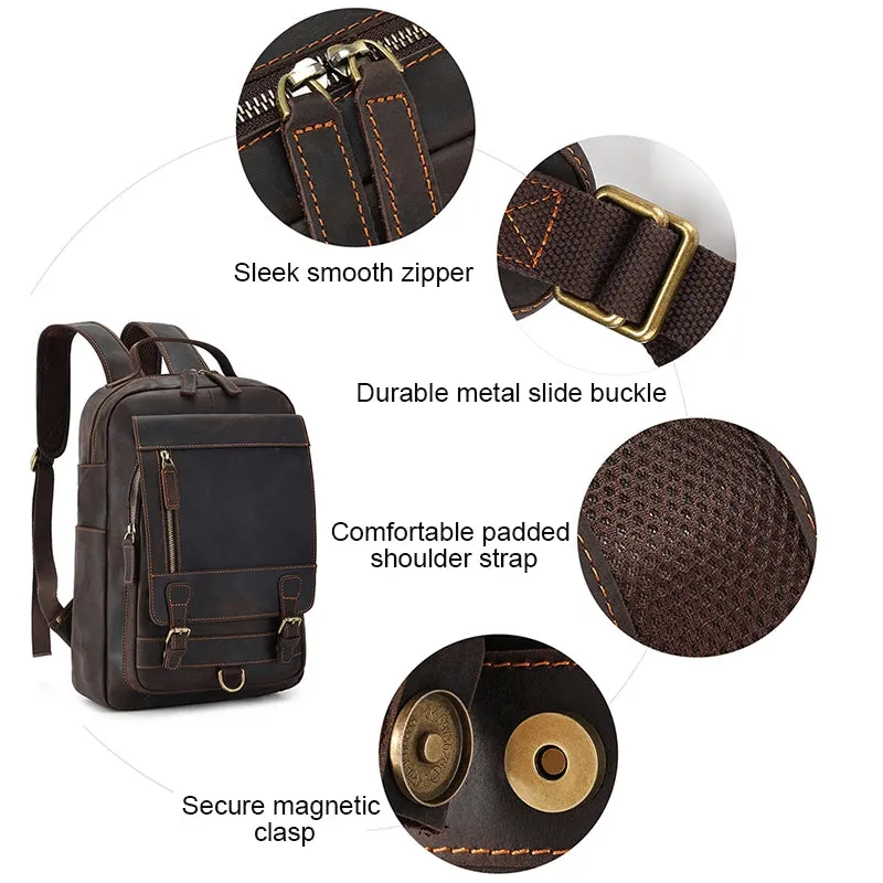 Retro Utility Leather Backpack