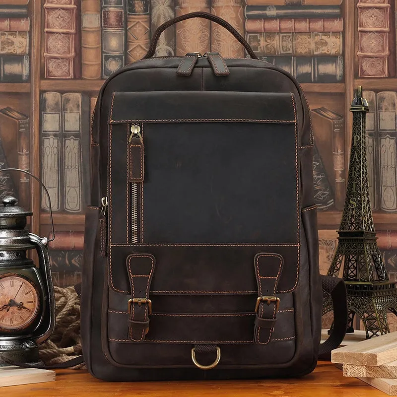 Retro Utility Leather Backpack