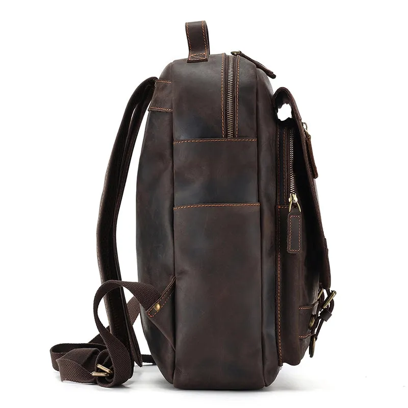 Retro Utility Leather Backpack