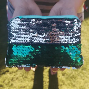 Reversible Sequins Mermaid Coin Purse with a Zip Closure