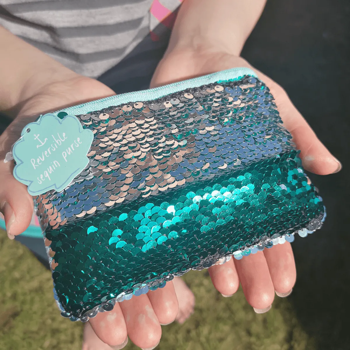 Reversible Sequins Mermaid Coin Purse with a Zip Closure