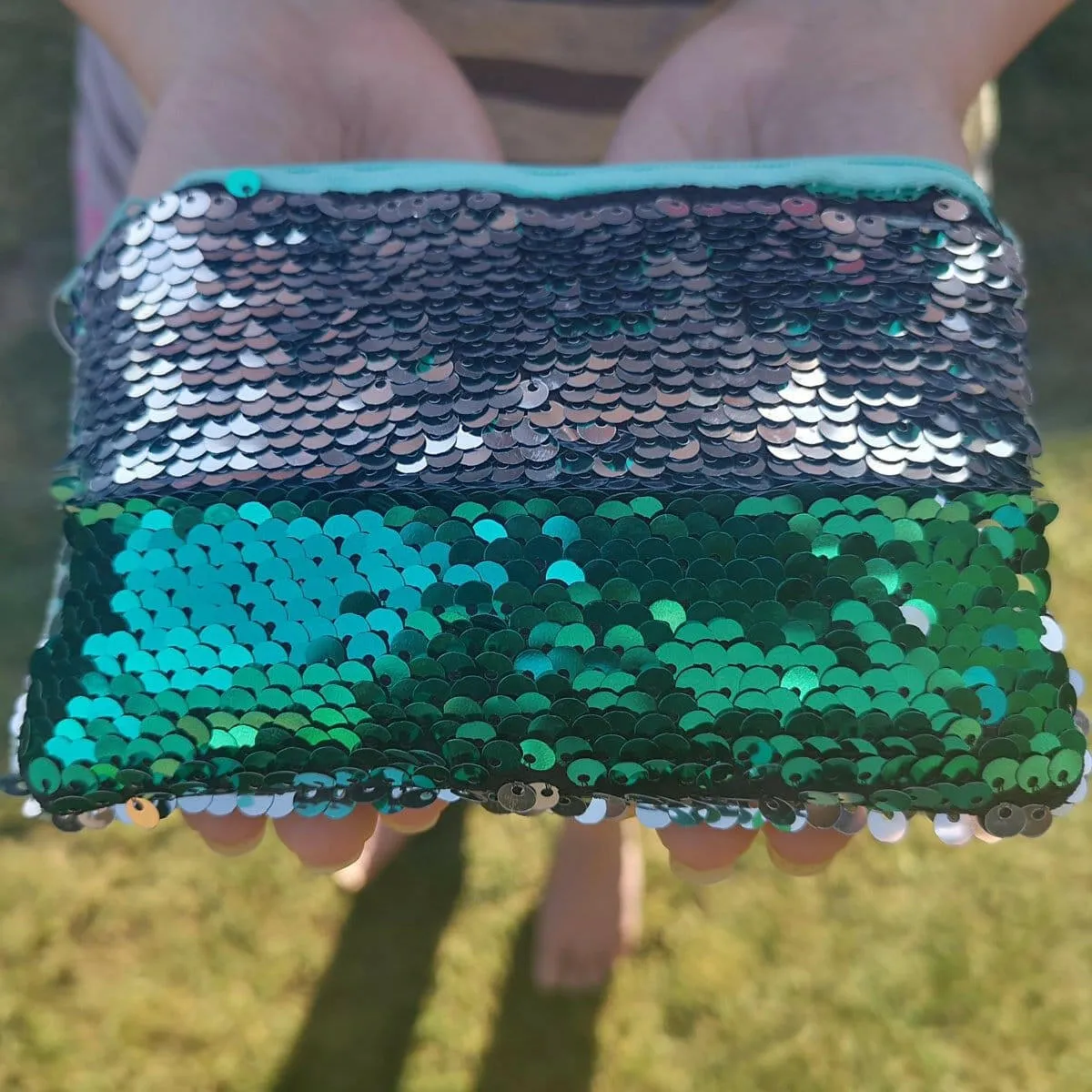 Reversible Sequins Mermaid Coin Purse with a Zip Closure