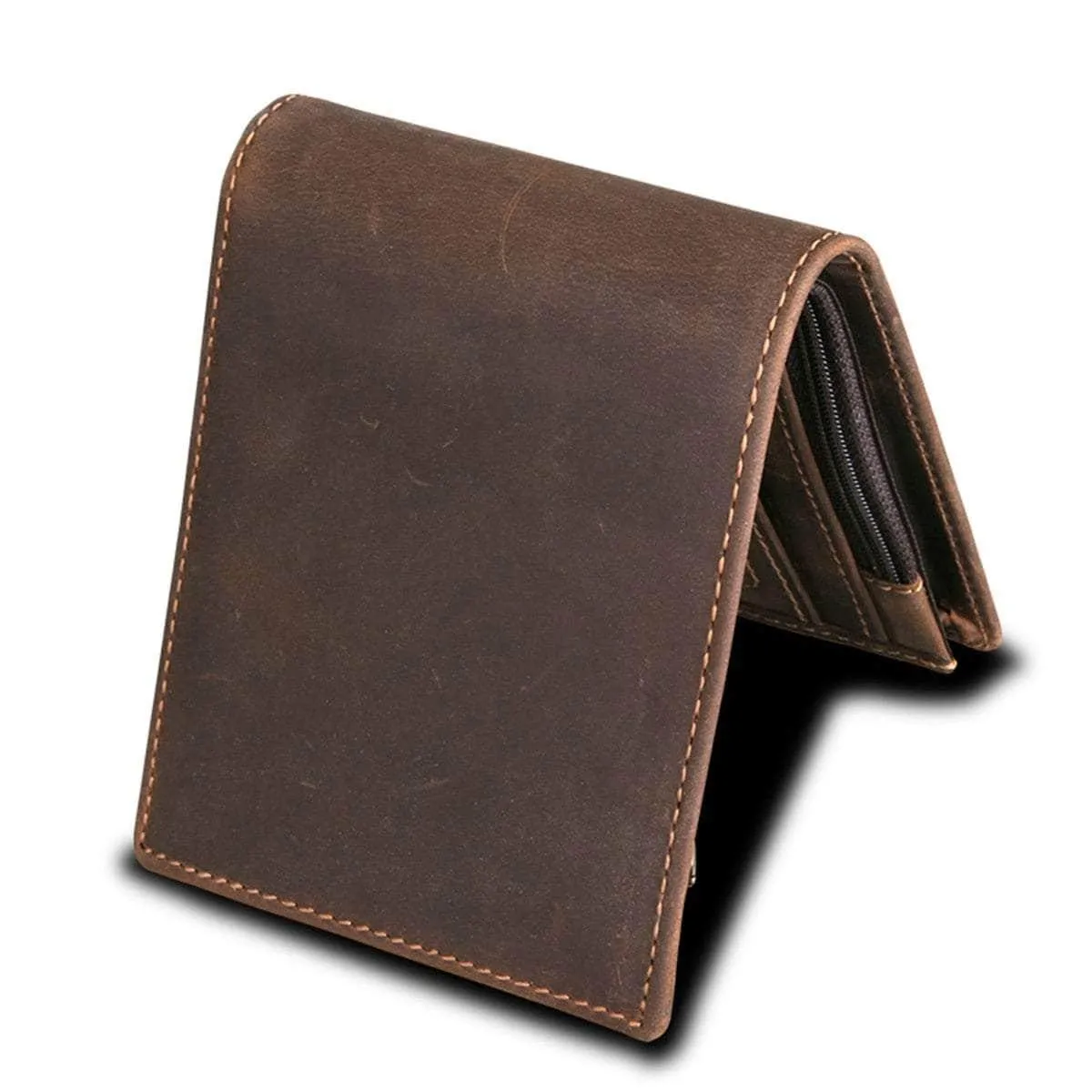 RFID Wallet Anti Theft Scanning Leather Wallet Trifold Purse