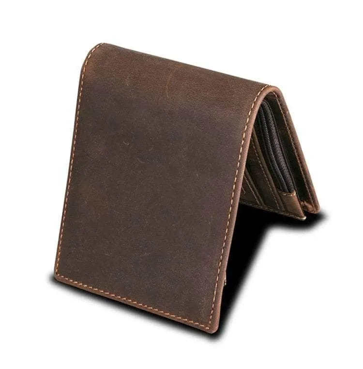 RFID Wallet Anti Theft Scanning Leather Wallet Trifold Purse