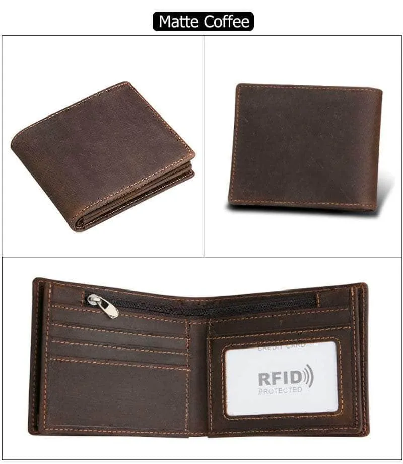 RFID Wallet Anti Theft Scanning Leather Wallet Trifold Purse