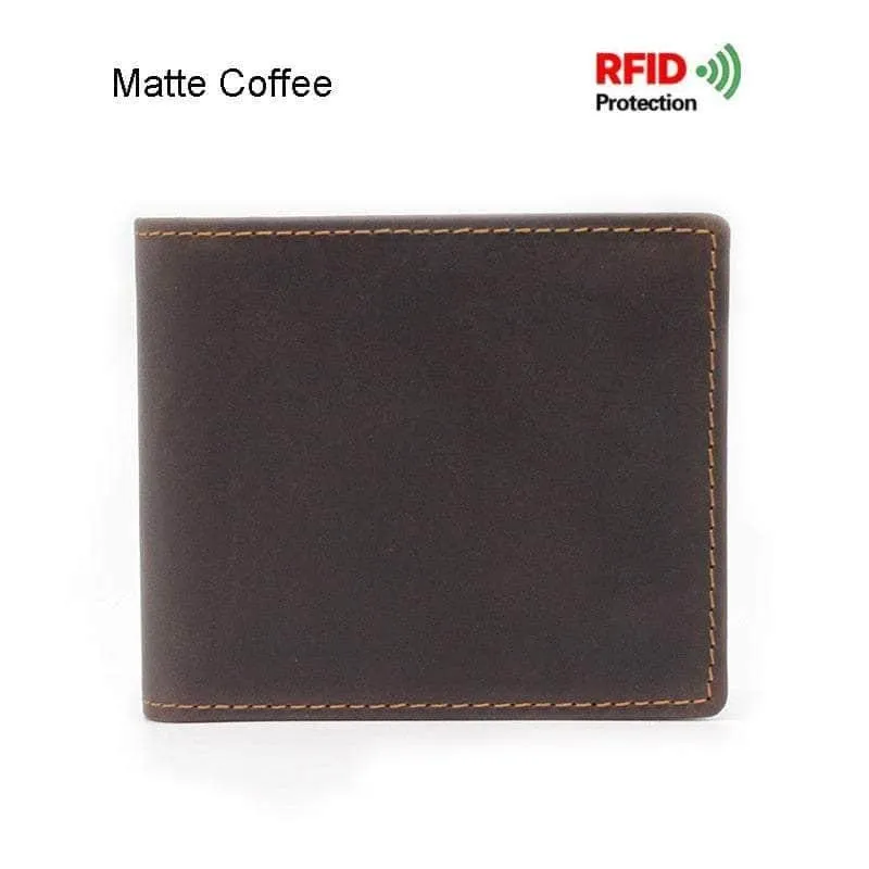 RFID Wallet Anti Theft Scanning Leather Wallet Trifold Purse