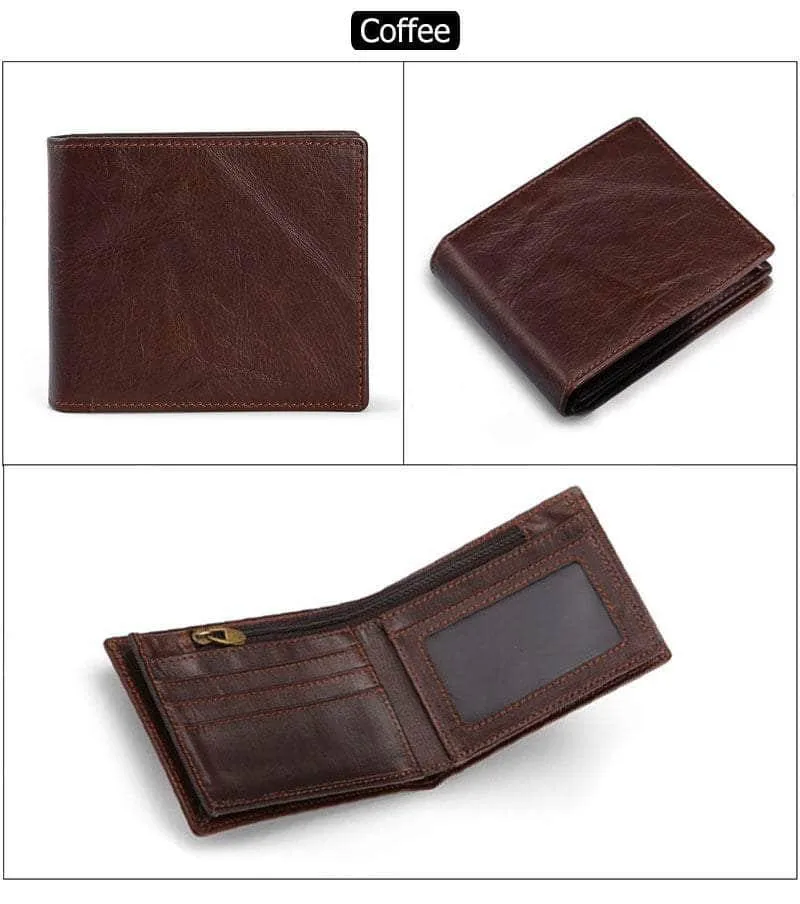 RFID Wallet Anti Theft Scanning Leather Wallet Trifold Purse