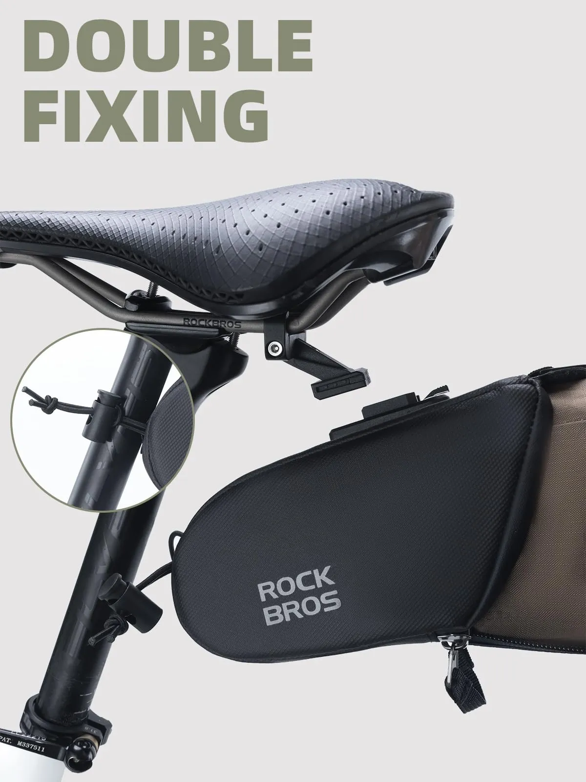 ROCKBROS Bike Saddle Bag, Bike Seat Bag With Bucket Quick Release 0.8-1.3L