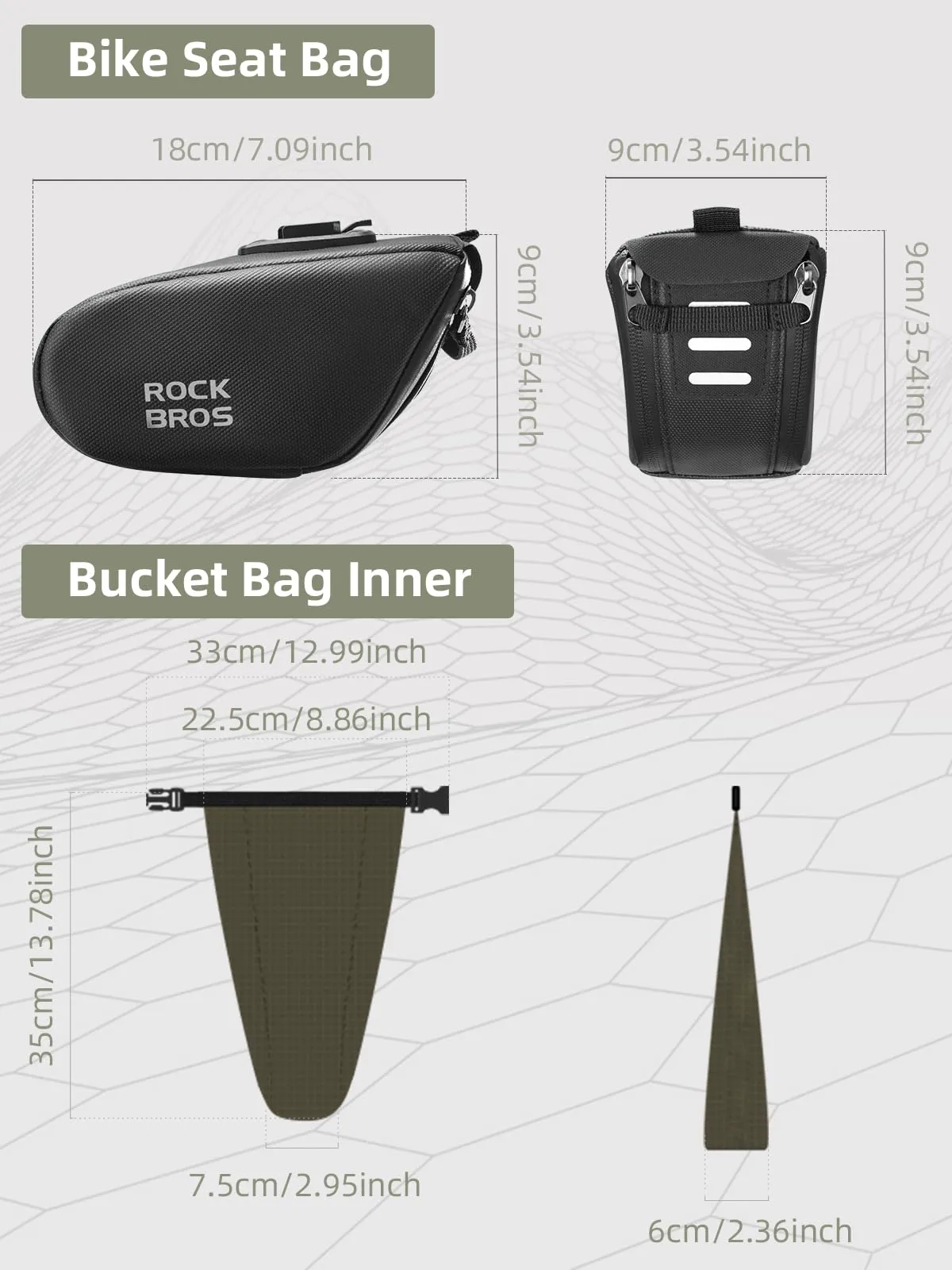 ROCKBROS Bike Saddle Bag, Bike Seat Bag With Bucket Quick Release 0.8-1.3L