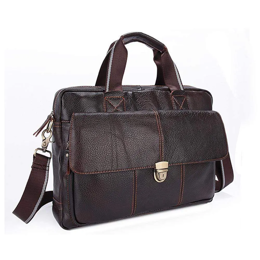 Rossie Viren  Men's Pebbled Leather Briefcase For Men