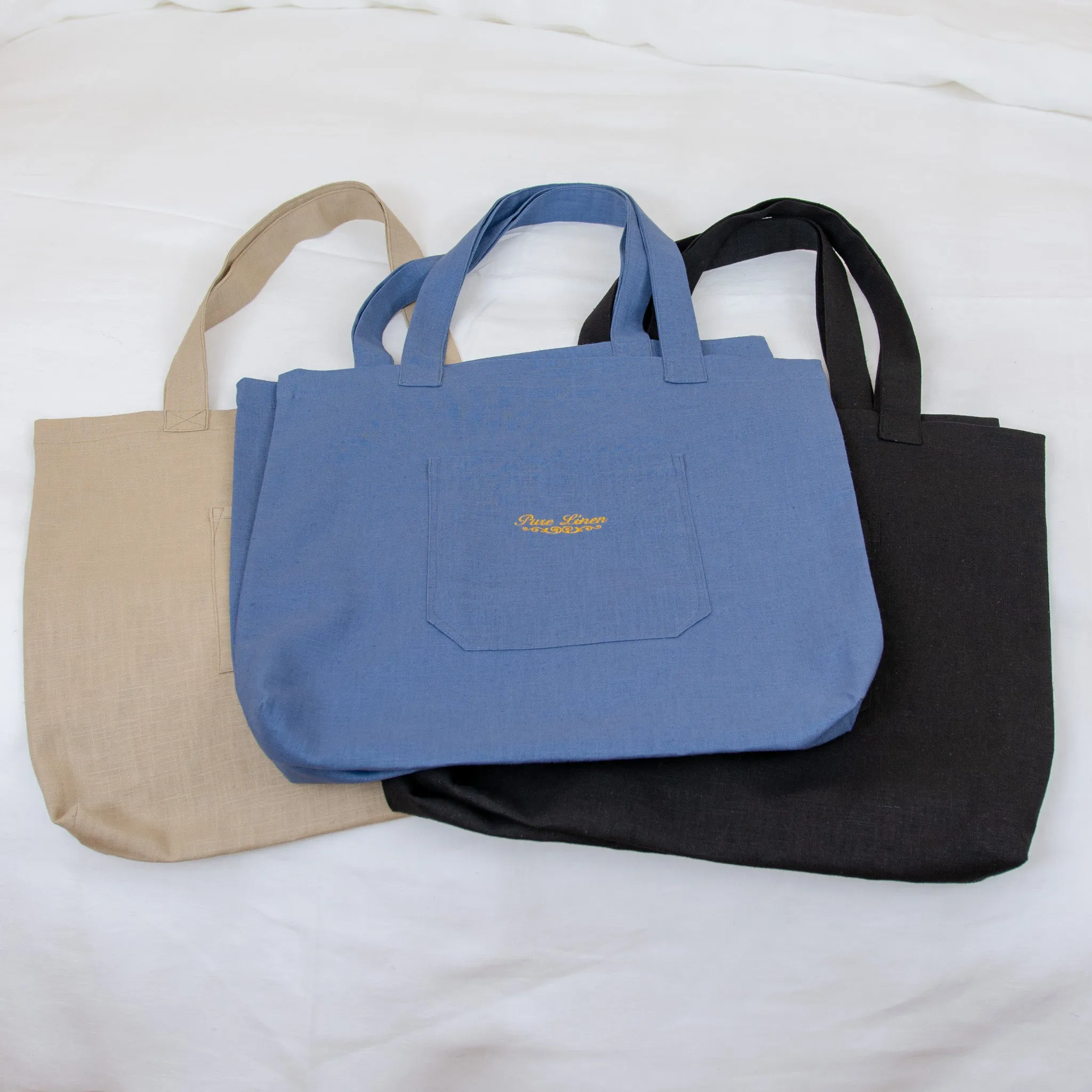 Shopping Bag Natural Linen with Pockets