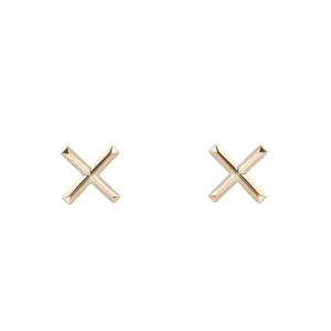 Solid Gold X Earrings, 14k