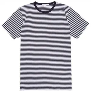 Sunspel Fine Stripe T-Shirt White / Navy