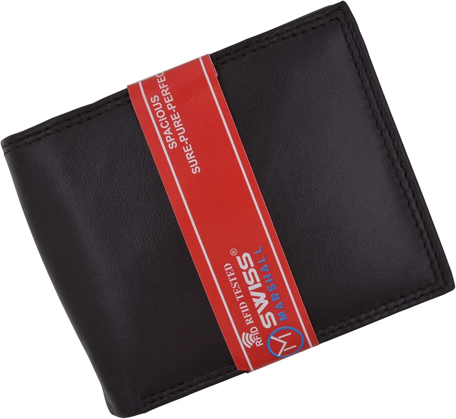 Swiss Marshal Premium Leather Men's Bifold Fixed ID Flap Card Holder Wallet