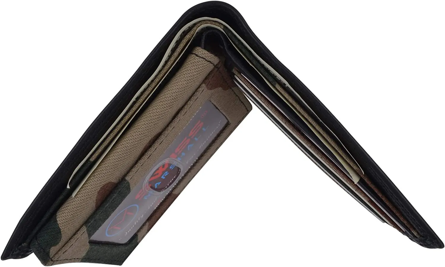 Swiss Marshal Premium Leather Men's Bifold Fixed ID Flap Card Holder Wallet