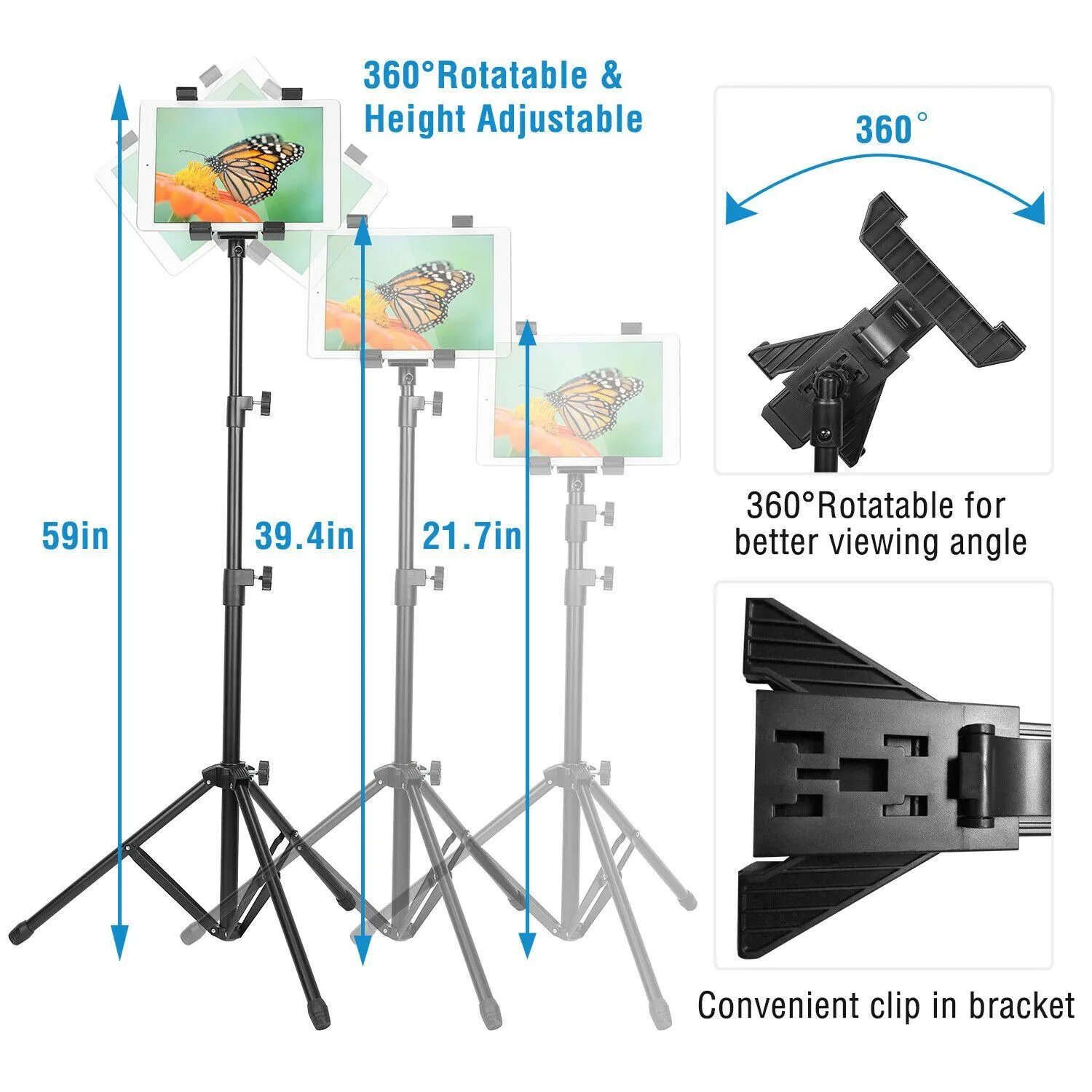 Table Mount 360° Rotating Tablet Tripod