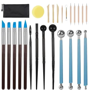 Taihexin 25 Pcs Molding Clay Tools Set, Polymer Sculpting Tools, Air Dry Clay Tool, Ceramic Molding for Kids and Adults, Pottery Craft, Baking, Carving, Drawing, Dotting, Modeling, Shaping