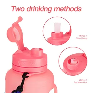 TakeToday 68 oz Collapsible Water Bottles With Straw, Half Gallon