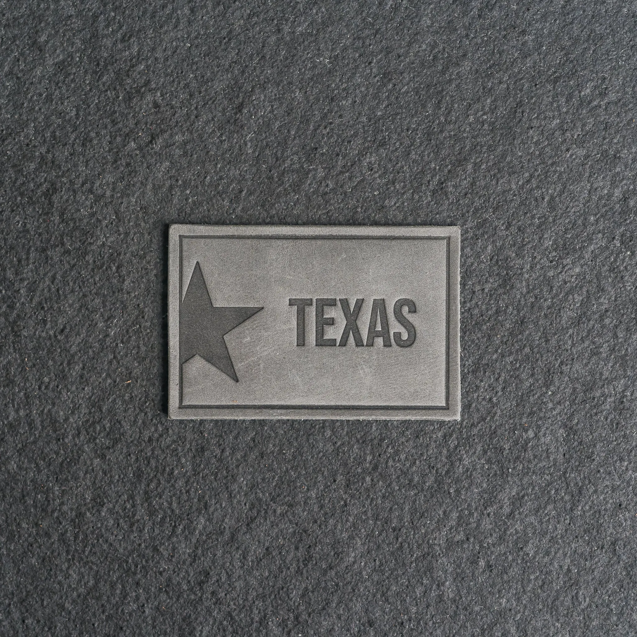 Texas License Plate Leather Patches with optional Velcro added