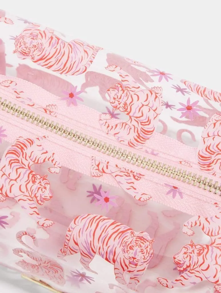 Tiger Floral Makeup Bag