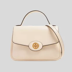 TORY BURCH Small Robinson Spazzolato Top-Handle Bag Light Cream 153233