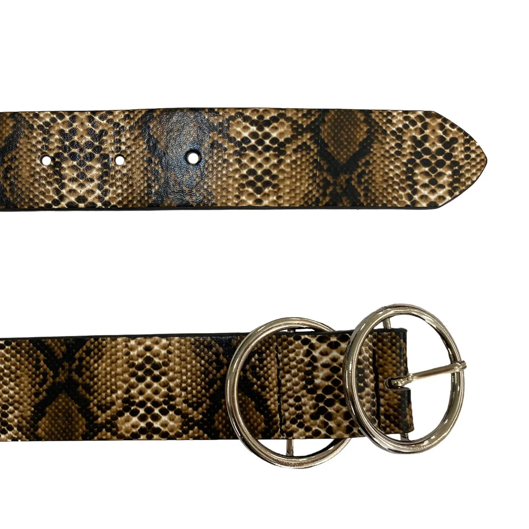 TOWNSVILLE - Women's Snake Skin Double Ring Genuine Leather Belt