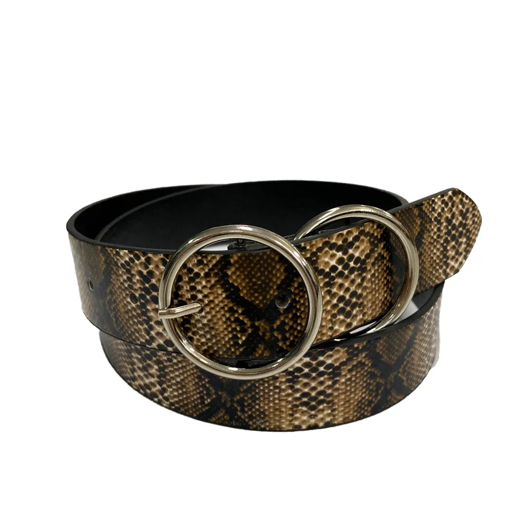 TOWNSVILLE - Women's Snake Skin Double Ring Genuine Leather Belt