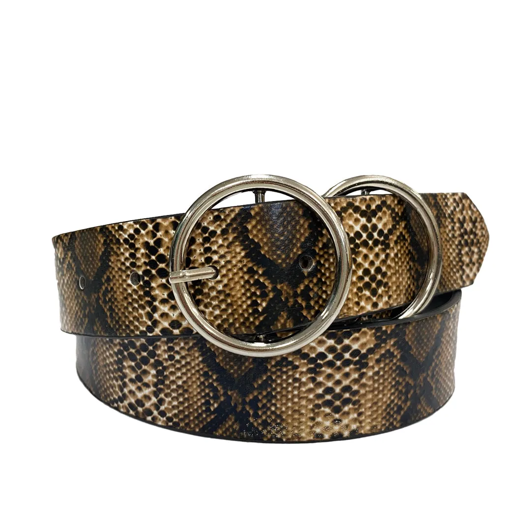 TOWNSVILLE - Women's Snake Skin Double Ring Genuine Leather Belt