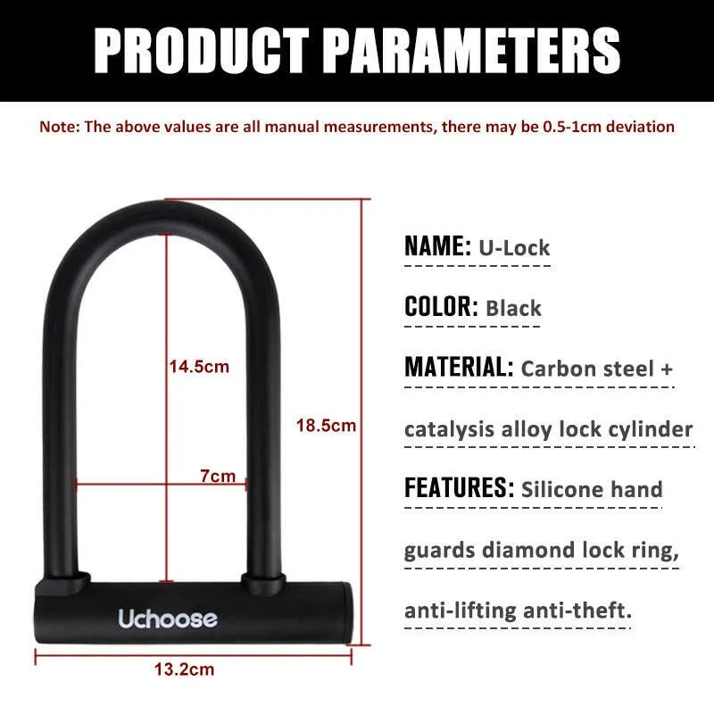 U-shaped Bicycle And Motorbike Lock Anti Theft Convenient Riding Accessories Security Lock Reinforced With Key Anti Theft Lock