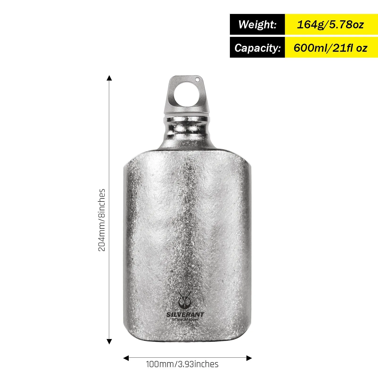 Ultralight Titanium Water Bottle 600ml/21 fl oz - Slim