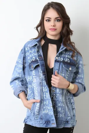 Unique Random Letter Denim Jacket