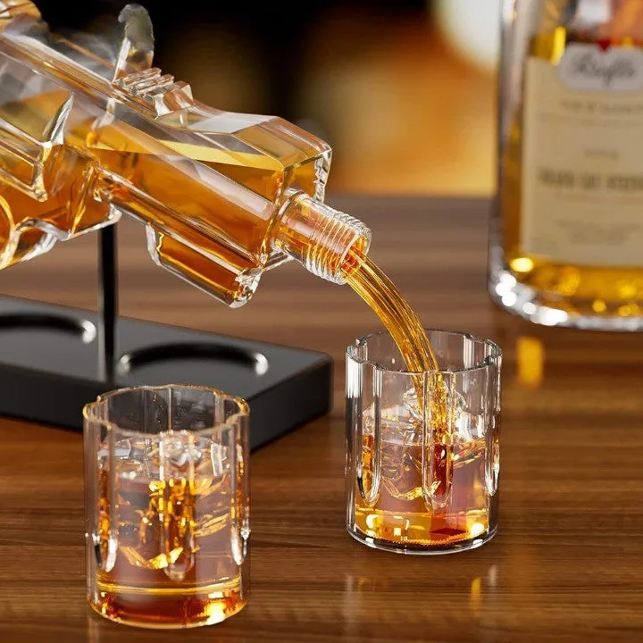 Unique Revolver Liquor Decanter Set