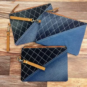 Vann & Co. - Denim Diagonal Wristlet Pouch